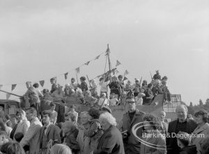 Barking Carnival 1968, showing boat on a float and spectators, 1968
