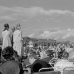 Barking Carnival 1968, showing beauty queen and attendant and spectators in park, 1968