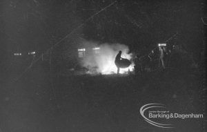 Guy Fawkes night, showing bonfires near Rectory Library, Dagenham, 1968
