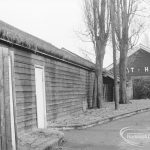 Barking Park Boat House Appeal to Ministry, showing south range centre, with grass in gutters and trees, 1968