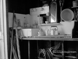 Barking Park Boat House Appeal to Ministry, showing interior with old sink, et cetera in corner, 1968