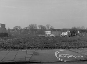 Dagenham Village redevelopment, showing north portion levelled and with Crown Street behind, 1968 – 1969