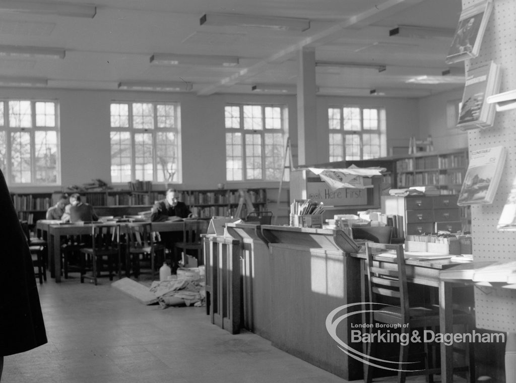 Rectory Library, Dagenham, showing counter temporarily in centre, 1969