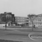 Civic Centre, Dagenham, with portico on main building and extension on right, 1969