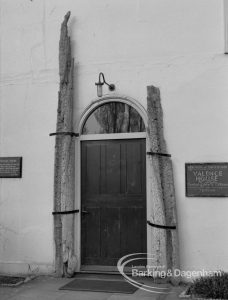 Valence House Museum, Becontree Avenue, Dagenham, showing the Whalebones at main entrance to House, 1969