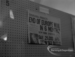 London Borough of Barking exhibition of historical Second World War newspapers at Valence House Museum, Dagenham, 1969