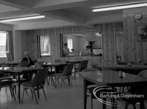 London Borough of Barking Borough Engineer, Heating and Ventilation, showing lounge at Riverside Old People’s Home for Senior Citizens, Thames View, 1969