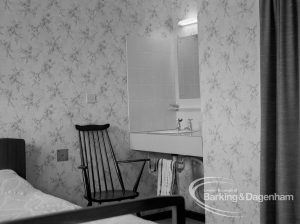 London Borough of Barking Borough Heating Engineer, showing bedroom washbasin at Becontree Heath flat, 1969
