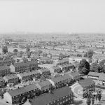 Panoramic view from Parkside House, Bell Farm Avenue, Dagenham, showing housing in Woodshire Road and Lawrence Crescent Avenue, 1969