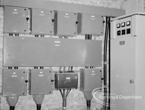 London Borough of Barking Borough Engineer, Heating and Ventilation, showing some of the switch boxes [possibly in Asta House, Chadwell Heath], 1969