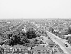 View from Asta House, Chadwell Heath, looking west along High Road towards Ilford, 1969