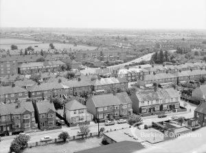 View from Asta House, Chadwell Heath, with Furze School and Bennett Road, West Ham Football Club Sports Ground, and Whalebone Lane South (centre top left), 1969