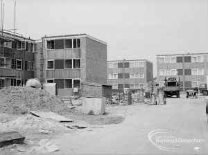 Dagenham housing development, showing Wellington Drive estate under construction between Ballards Road and Rainham Road South, 1969