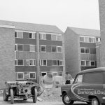 Dagenham housing development, showing Leys Avenue crossing Wellington Close, under construction at Wellington Drive estate, 1969