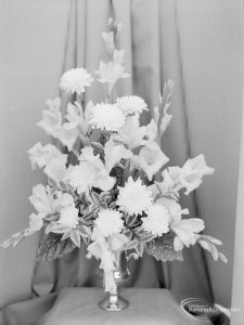 Dagenham Town Show 1969, showing flower arrangement of chrysanthemums and gladioli, 1969