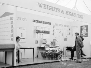 Dagenham Town Show 1969, showing Decimalisation display on Weights and Measures stand, 1969