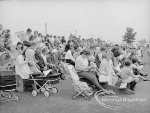 Dagenham Town Show 1969, showing spectators watching open-air display, 1969