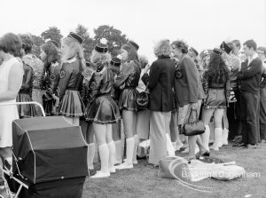 Dagenham Town Show 1969, showing majorettes and members of audience watching event, 1969