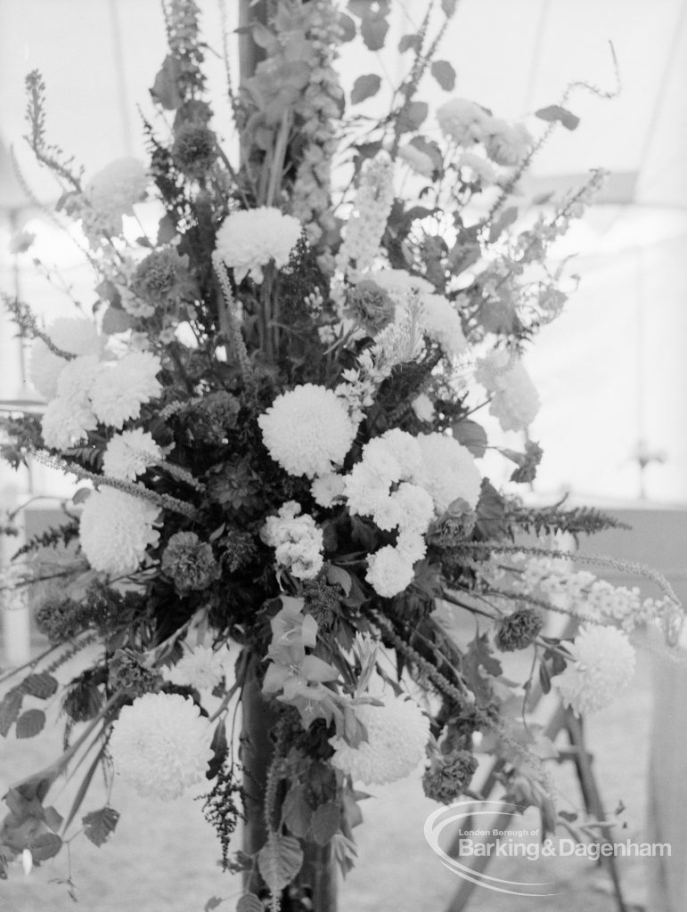 Dagenham Town Show 1969, showing bouquet composite on pillar in Flower Arrangement exhibition, 1969