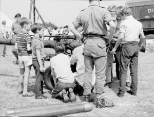 Dagenham Town Show 1969, showing soldier explaining equipment to boys, 1969