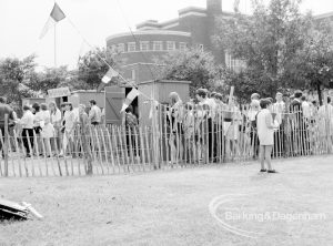 Dagenham Town Show 1969, showing visitors queueing to enter, south of Civic Centre, 1969
