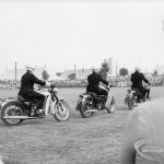 Dagenham Town Show 1969, showing four police motorcyclists demonstrating in line, 1969