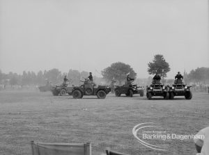Dagenham Town Show 1969, showing soldiers manoeuvring in armoured vehicles, 1969
