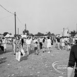 Dagenham Town Show 1969, showing visitors walking in open space, 1969