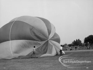 Dagenham Town Show 1969, showing hot-air balloon being inflated with propane, 1969