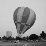 Dagenham Town Show 1969, showing hot-air balloon on ground, fully inflated and ready to go, 1969