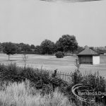 Parks, showing St Chad’s Park and shelter from extreme south-west of St Chad’s Infant School, Japan Road, Chadwell Heath, 1969