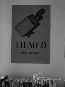 London Borough of Barking, Rectory Library, Dagenham, showing ‘Filmed Books and Plays’ poster by Egbert Smart on wall, 1969