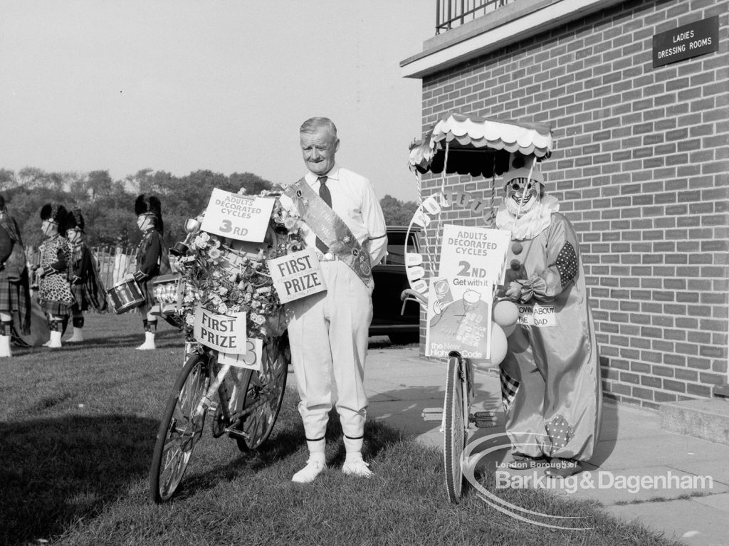 The winners of the 1st and 2nd prize for decorated bicycles at the Barking Carnival, 1969