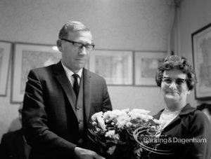 Presentation given by Mr L. Cannon to cleaner Mrs Rempson at Valence House, Dagenham, 1969