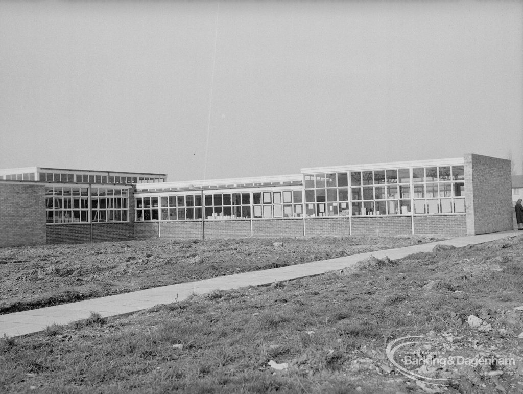 New William Bellamy Primary School, Becontree Heath, showing exterior from north-east, 1970