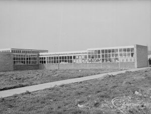 New William Bellamy Primary School, Becontree Heath, showing exterior from north-east, 1970