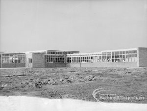 New William Bellamy Primary School, Becontree Heath, showing north wing from east-north-east, 1970