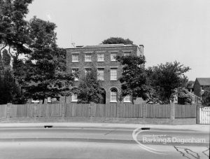 Woodlands House in Rainham Road North, Dagenham, showing front elevation in sunshine, 1970