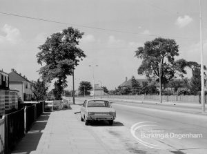 Rainham Road North, Dagenham from Woodlands House, looking north to The Lawns Old People’s Home for Senior Citizens, 1970