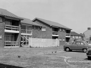 Housing for elderly people, showing rear view of completed and occupied property in Church Elm Lane, Dagenham, looking north-east, 1970
