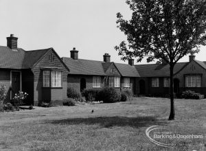 Housing at Pembroke Gardens, Dagenham, showing bungalows for elderly people, south section on east side, 1970