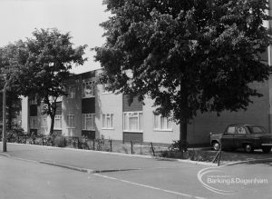 Housing at Grand Courts, Valence Wood Road, Dagenham, showing front elevation, 1970