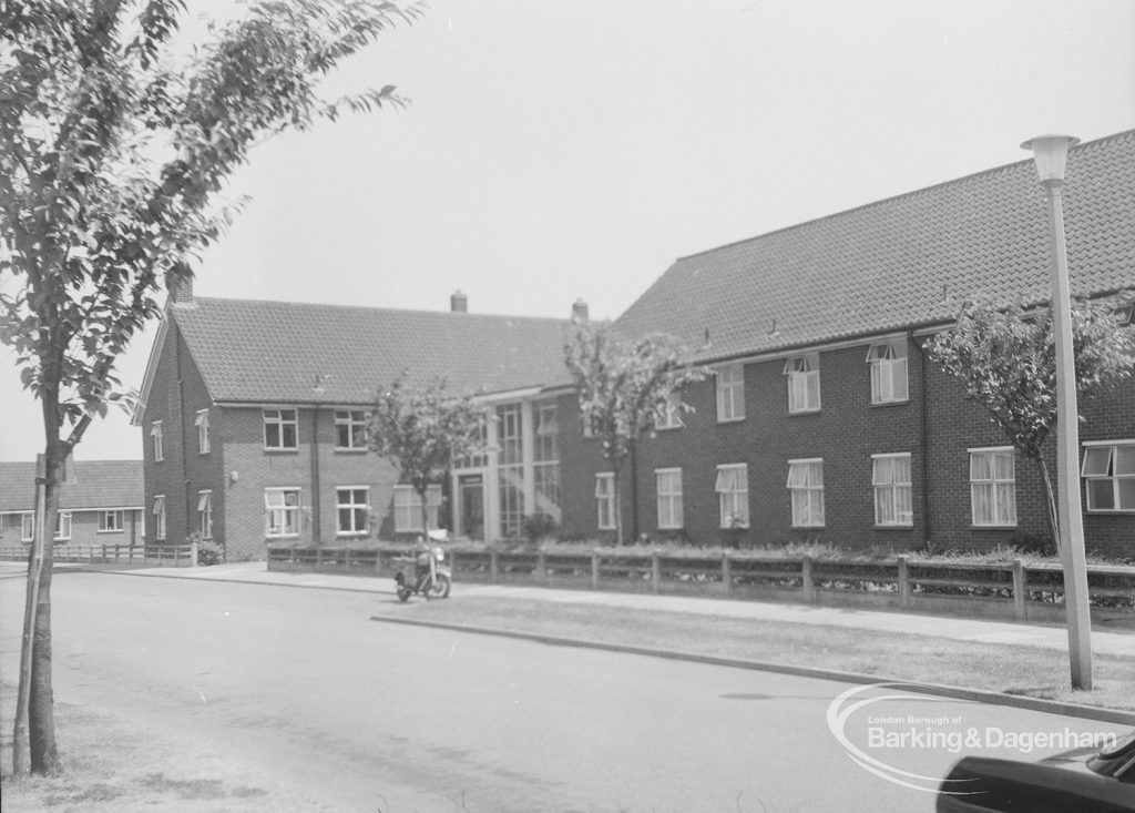 Mayesbrook housing for elderly people in Bevan Avenue, Barking, looking from north-west, 1970