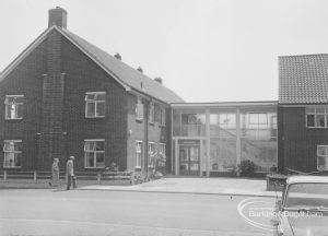 Mayesbrook housing for elderly people in Bevan Avenue, Barking, showing entrance looking from north, 1970