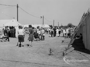 Dagenham Town Show 1970, showing women grouped outside marquees, 1970