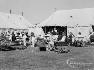 Dagenham Town Show 1970, showing families outside the Refreshment Tent, 1970