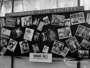 Dagenham Town Show 1970, showing Fanshawe Film Society display of large stills, 1970