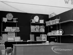 Dagenham Town Show 1970, showing display of vases, trays, et cetera, 1970