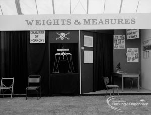 Dagenham Town Show 1970, showing ‘Chamber of Horrors’ display on Weights and Measures stand, 1970