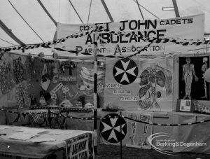 Dagenham Town Show 1970, showing St John Ambulance Cadets and Parents Association display stand, 1970